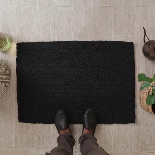 Vista 3 de Homemonde - Alfombra de yute, 2'x3', rectangular, decoración bohemia para el hogar, alfombra reversible y trenzada tejida a mano, estilo rústico