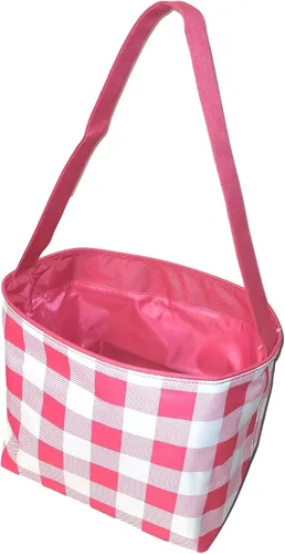 Vista 3 de Check Fabric Bucket Basket Bolsa de mano - Juguetes para niños - Pascua - Bebé - Puede ser personalizado Rosa (Pink Check)