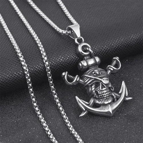Vista 2 de LXSSLY Collar de calavera, collar de bala de calavera, colgante de acero inoxidable, colgante punk para hombre, joyería gótica para niños, Zinc, Sin