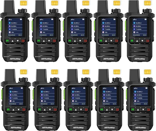 Vista 16 de Walkie Talkies globales gratuitos de por vida, radio 4G PoC, radio nacional, radio PTT bidireccional de larga distancia con linterna para equipos