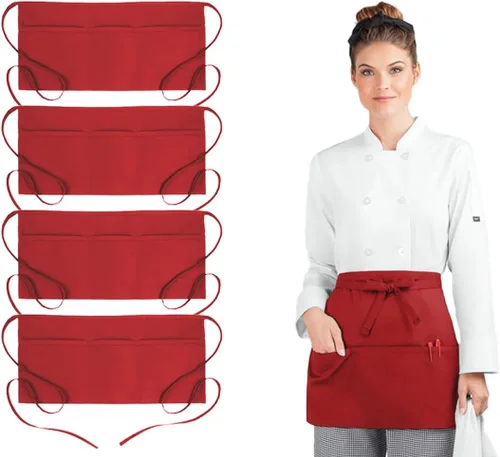 Vista 9 de Avalon Kitchen Server Aprons with 3 Pockets – 100% Polyester Waist Apron, 24x12 Inch Half Apron, Waitress Apron for Servers
