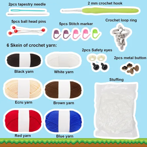 Vista 2 de ALODNY Kit de ganchillo para principiantes, kit de ganchillo para adultos, kits de tejer, ganchos, juego de hilo con tutoriales en video paso a paso