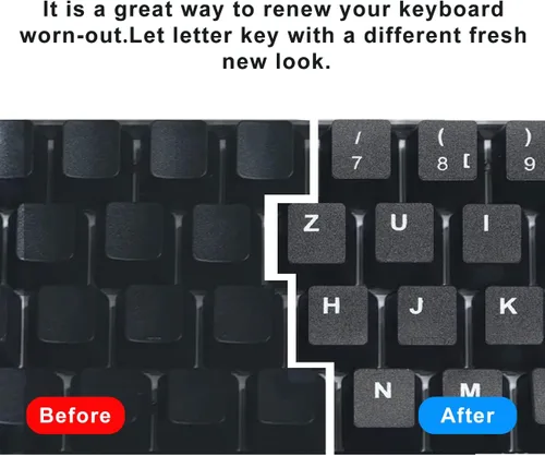 Vista 4 de Paquete de 2 calcomanías universales para teclado ruso para computadora portátil, PC, teclado de escritorio, calcomanías de repuesto para teclado