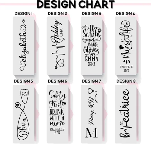 Vista 2 de Regalos de enfermera para mujeres, vaso personalizado para enfermera con nombre y especialidad, 20 onzas flacas, blanco, 8 diseños, con cepillo