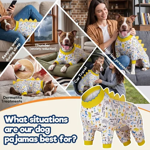 Vista 4 de LovinPet Pijamas para perros grandes, pijama para perros grandes, antilamer la ansiedad, mameluco de recuperación quirúrgica, pijamas para perros