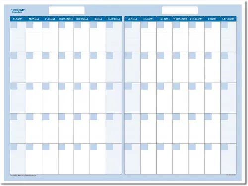 Vista 3 de 24" X 18" Sky Blue 60-Day Premium Dry-Erase Vertical Wall Planner - Lasts a lifetime wihtout staining. Marker and Eraser Included