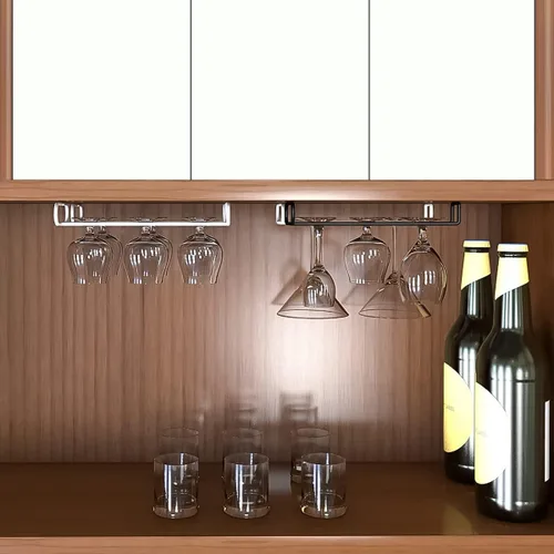 Vista 5 de GeLive Juego de 4 soportes para copas de gabinete de 10 pulgadas bajo estante, soporte colgante para copas de vino, organizador de almacenamiento