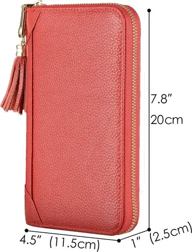 Vista 5 de Easyoulife - Monedero de cuero con cremallera billetera portatarjetas para mujer bloqueo RFID