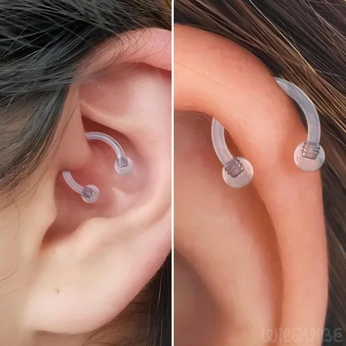 Vista 4 de Bioflex - Retenedor de tabique transparente de 0.66 onzas (0.56 oz), piercing de labio transparente para mordeduras de serpiente, mordeduras