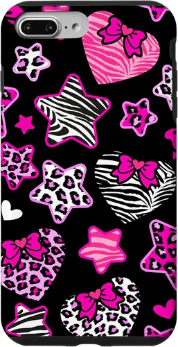 Vista 12 de Funda Bimbo Y2K para iPhone 16 McBling Estética Corazón Estrella Leopardo Zebra Rosa Y2K
