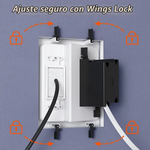Vista 7 de Kit de organización de cables de pared, kit de pared para ocultar cables de TV con placa de pared de cepillo y cable de 9.8 pies, 2 salidas de CA