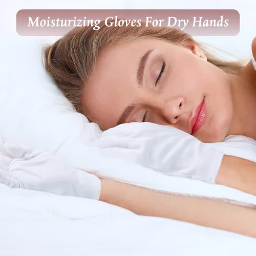 Vista 7 de Geyoga Juego de calcetines y guantes hidratantes, 6 pares de calcetines de spa y 6 pares de guantes blancos para manos y pies secos y agrietados