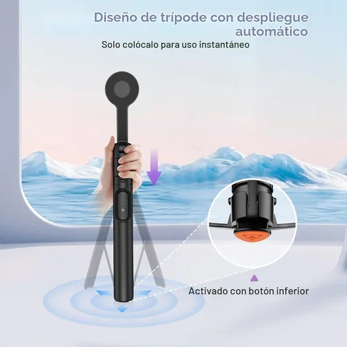 Vista 2 de Moman Trípode magnético para selfie stick de 13 a 66 pulgadas con soporte de despliegue automático, soporte magnético de aluminio portátil