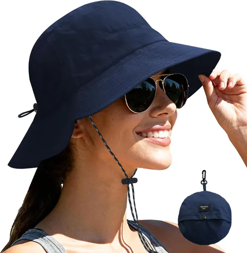 Vista 31 de NPJY Packable Sun Bucket Hat for Women Outdoor Waterproof Rain Hat Beige liso (plegable)