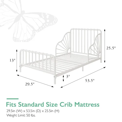Vista 3 de Little Seeds Quinn - Cama infantil de metal caprichoso, color blanco roto