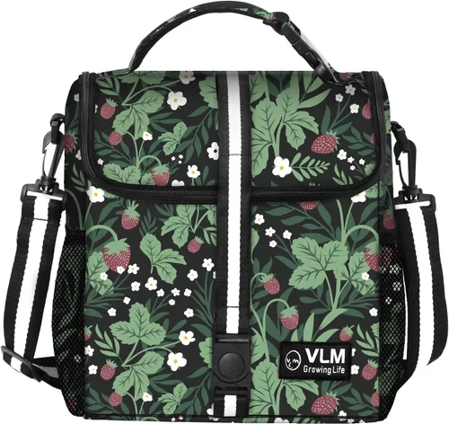Vista 12 de VLM - Bolsas de almuerzo para mujer, lonchera floral aislada a prueba de fugas con correa de hombro ajustable, bolsa de picnic reutilizable