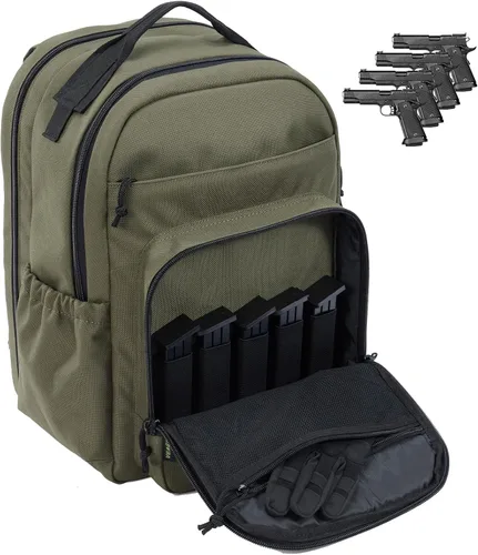 Vista 7 de Mochila de Campo de Tiro Bolsa de Polígono de Tiro para Pistolas y Municiones Fundas de Pistolas con Cremalleras con Cierre Antiexplosión, Táctica