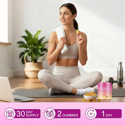 Vista 7 de Gomitas de probióticos femeninos jugosos, probióticos de equilibrio femenino prémium con olmo resbaladizo, probióticos para mujeres, apoya