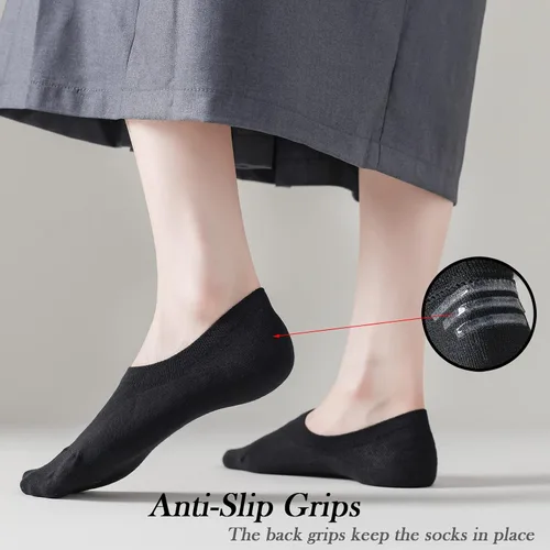 Vista 4 de JORMATT Calcetines invisibles para mujer, de algodón, de corte bajo, planos, antideslizantes, 12 pares, 6 pares