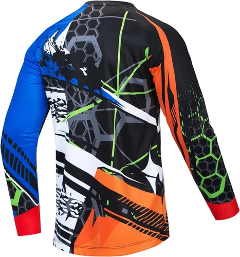 Vista 2 de Hotlion Camiseta de ciclismo para hombre, manga larga, MTB Motocross, ropa de carreras todoterreno
