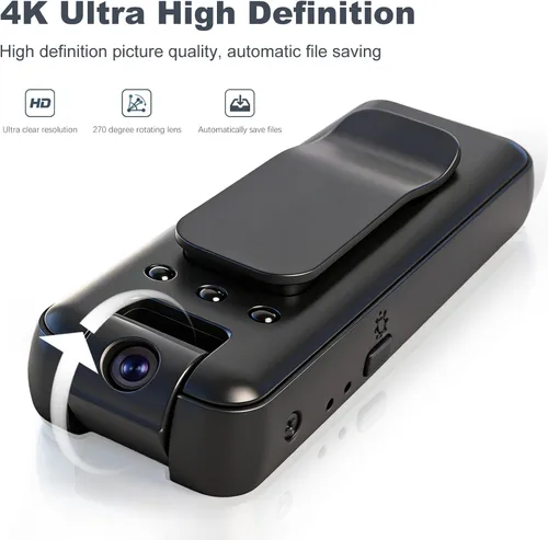 Vista 2 de Mini Body Camera with Audio Video Recording Small Tiny Wearable Thumb U1