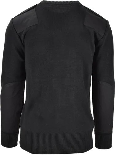 Vista 3 de Suéter de policía británica original negro, cuello en V, manga larga, suéter militar de seguridad