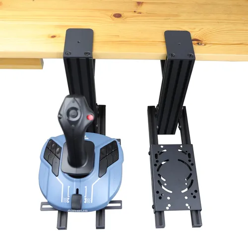 Vista 2 de HTLAKIKJ 2 Set Hotas Desk Mount for Flight Simulator Controls - Compatible with Thrustmaster, Logitech and VKB Flight Throttle and Joystick Hotas