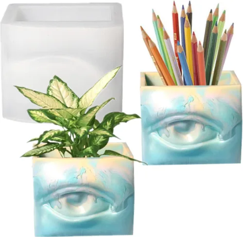 Vista 11 de Molde de silicona para maceta de cara abstracta, jarrón para suculentas, jarrón, yeso, molde para concreto, soporte para velas, molde de resina