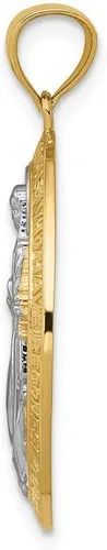Vista 9 de JewelryWeb - Colgante grande con medalla milagrosa de oro bicolor de 14 quilates - 0.748 in x 1.280 in - Collar religioso para mujeres y hombres