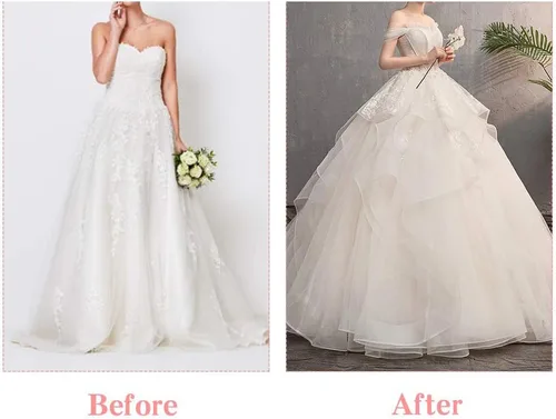 Vista 7 de LZZTU Enagua de tul para mujer, enagua de boda, falda de boda, vestido de novia de crinolina, 6 aros, color blanco para vestido de novia