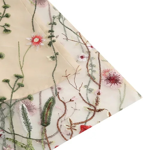 Vista 6 de QIGUANDZ Vestido de cóctel retro con bordado floral de malla para mujer, ilusión de los años 50, manga corta, vestido de noche de graduación