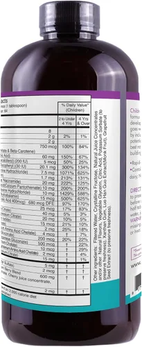 Vista 6 de Super Multivitaminas y minerales para niños Formulado profesionalmente Completamente natural Suplemento dietético líquido 32 oz and