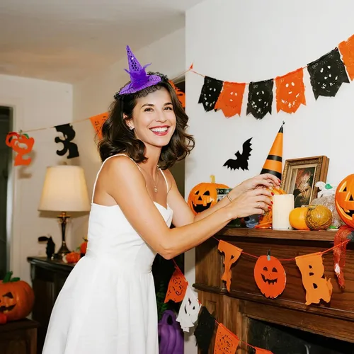 Vista 5 de ZeeDix Diademas de sombrero de bruja de Halloween para mujer, accesorios de 3 piezas (3 colores)