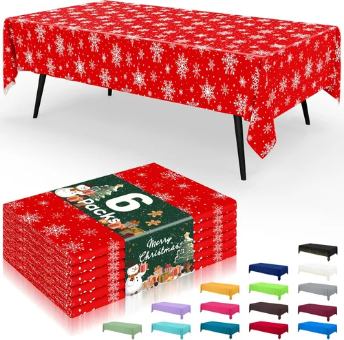 Vista 147 de Smiry - Juego de 6 manteles desechables, 54 x 78 pulgadas, manteles impermeables rectangulares para fiestas, cubierta de mesa de plástico