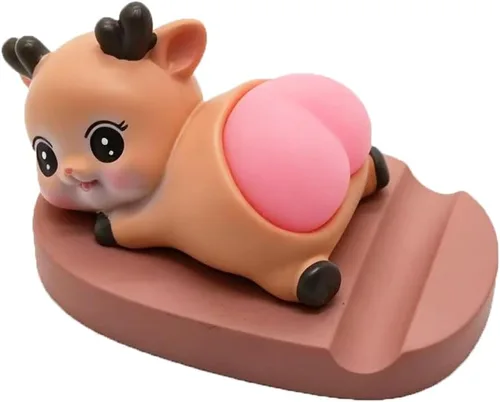 Vista 2 de Cute Animal Deer Cell Phone Stand Holder, Small Desk Phone Stand Mount for iPhone Android Samsung Galaxy Note