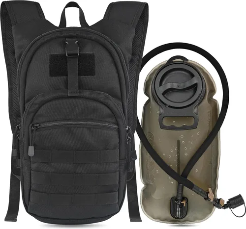 Vista 8 de MARCHWAY Mochila de Hidratación Táctica Molle con Vejiga de Agua de TPU de 2.5L, Mochila Militar Organizada de Perfil Bajo para Senderismo, Canela