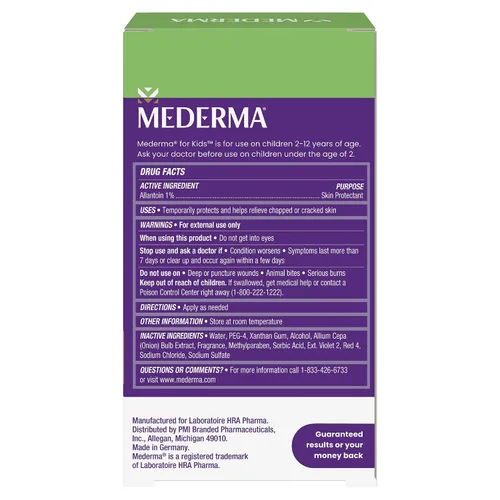 Vista 3 de Mederma Gel de cicatrices para niños; reduce la apariencia de cicatrices viejas y nuevas de cortes, quemaduras, cirugía; se pone morado y frota