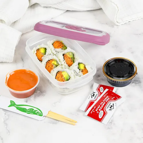 Vista 2 de Tribello Recipientes pequeños de almacenamiento de alimentos para microondas de 8 onzas con tapas, recipiente de almacenamiento de plástico/sobre