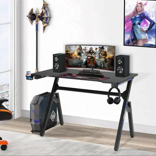 Vista 8 de FDW Escritorio para computadora, escritorio para videojuegos, mesa de computadora para estudiantes, escritorio de oficina, mesa de estación