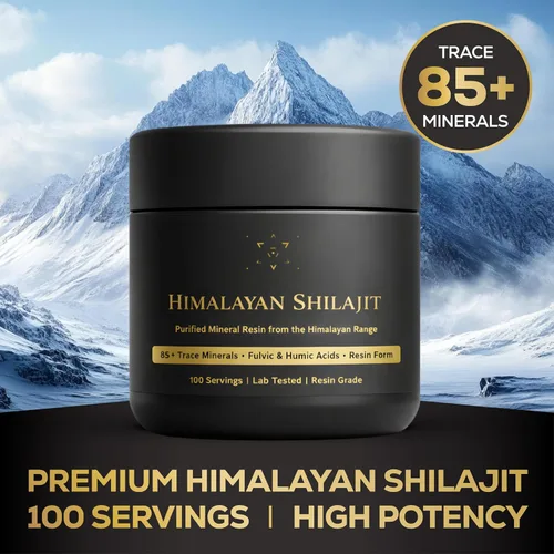Vista 2 de Alcami - Resina Shilajit del Himalaya de alta calidad, grado dorado de alta potencia para hombres y mujeres, 100 porciones, más de 85 minerales