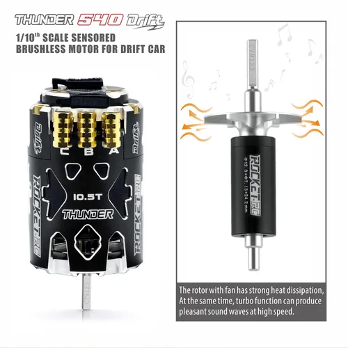 Vista 5 de Surpass Hobby Rocket RC Thunder Power 540 Drift Sensor Motor para 1/10th RC Car Púrpura (10.5T)