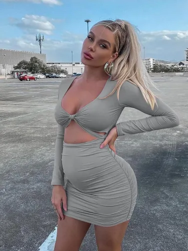 Vista 8 de XXTAXN - Vestido corto sexy para mujer con cuello en V profundo y manga larga