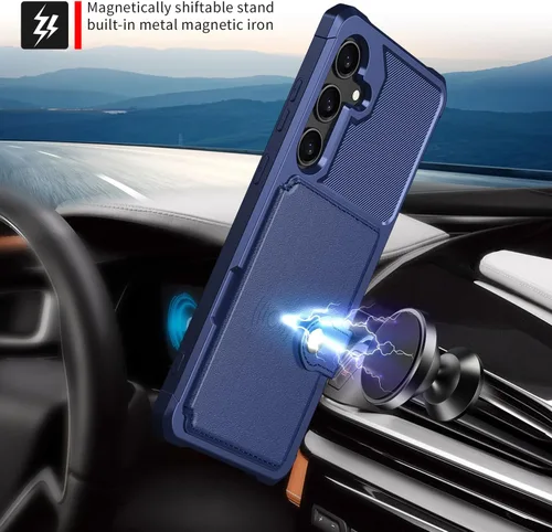 Vista 88 de Funda para Samsung Galaxy S21 Ultra con tarjetero, compatible con soporte magnético para automóvil, resistente a los golpes, resistente, suave, TPU