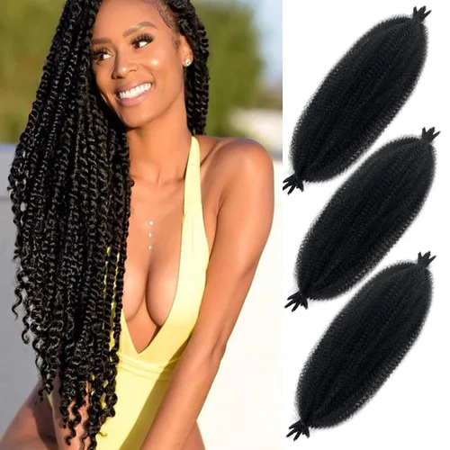 Vista 16 de Extensiones de cabello trenzado con resorte Marley Twist de 8 pulgadas, paquete de 8 para niños, cabello rizado y trenzado kinky, locs suaves