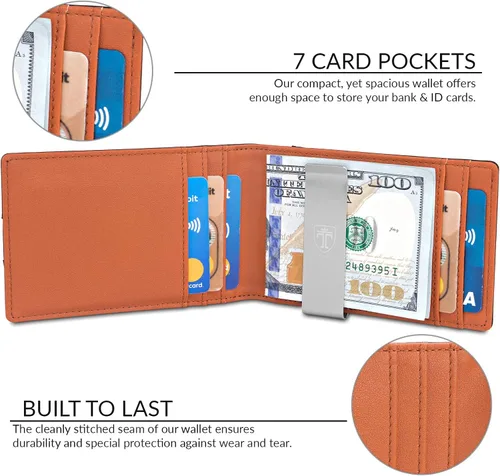 Vista 2 de TRAVANDO Money Clip Wallet Atlanta Mens Front Pocket Slim RFID Blocking - Credit Card Holder - Mini Bifold