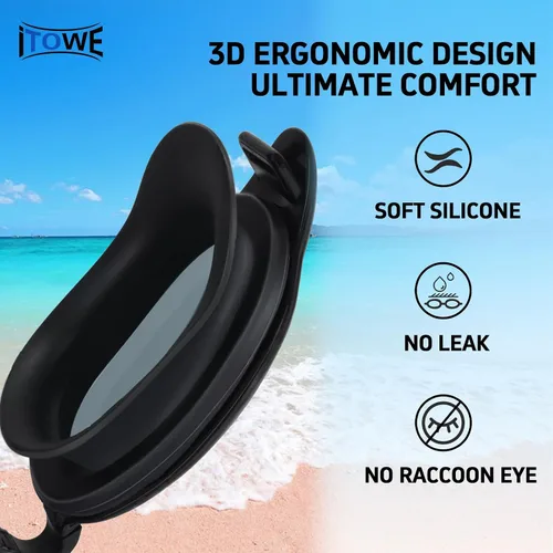 Vista 7 de Gafas de natación para adultos, hombres y mujeres, gafas de natación para piscina, gafas de agua para adultos, marco grande, sin fugas, antivaho