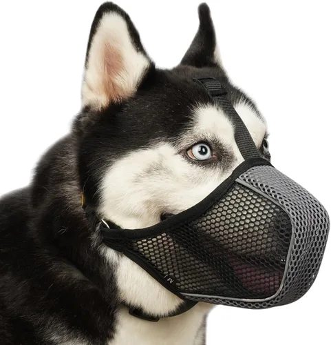 Vista 11 de Mayerzon Bozal para perro, bozales suaves de malla patentados para perros grandes, medianos y pequeños, caniche Husky Doberman Labrador Retriever