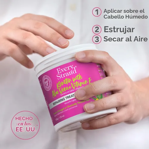 Vista 3 de Every Strand Mascarilla reparadora de queratina para el cabello, 15 onzas, mascarilla acondicionadora profunda para cabello tratado químicamente