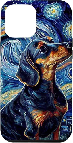 Vista 25 de Funda para iPhone 16 Starry Night Famoso Estilo de Pintura Dachshund