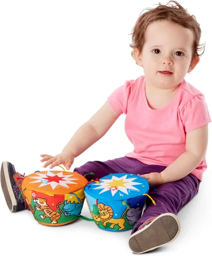 Vista 3 de Melissa & Doug K's Kids Bongo Drums - Instrumento musical suave, multicolor, 1 EA